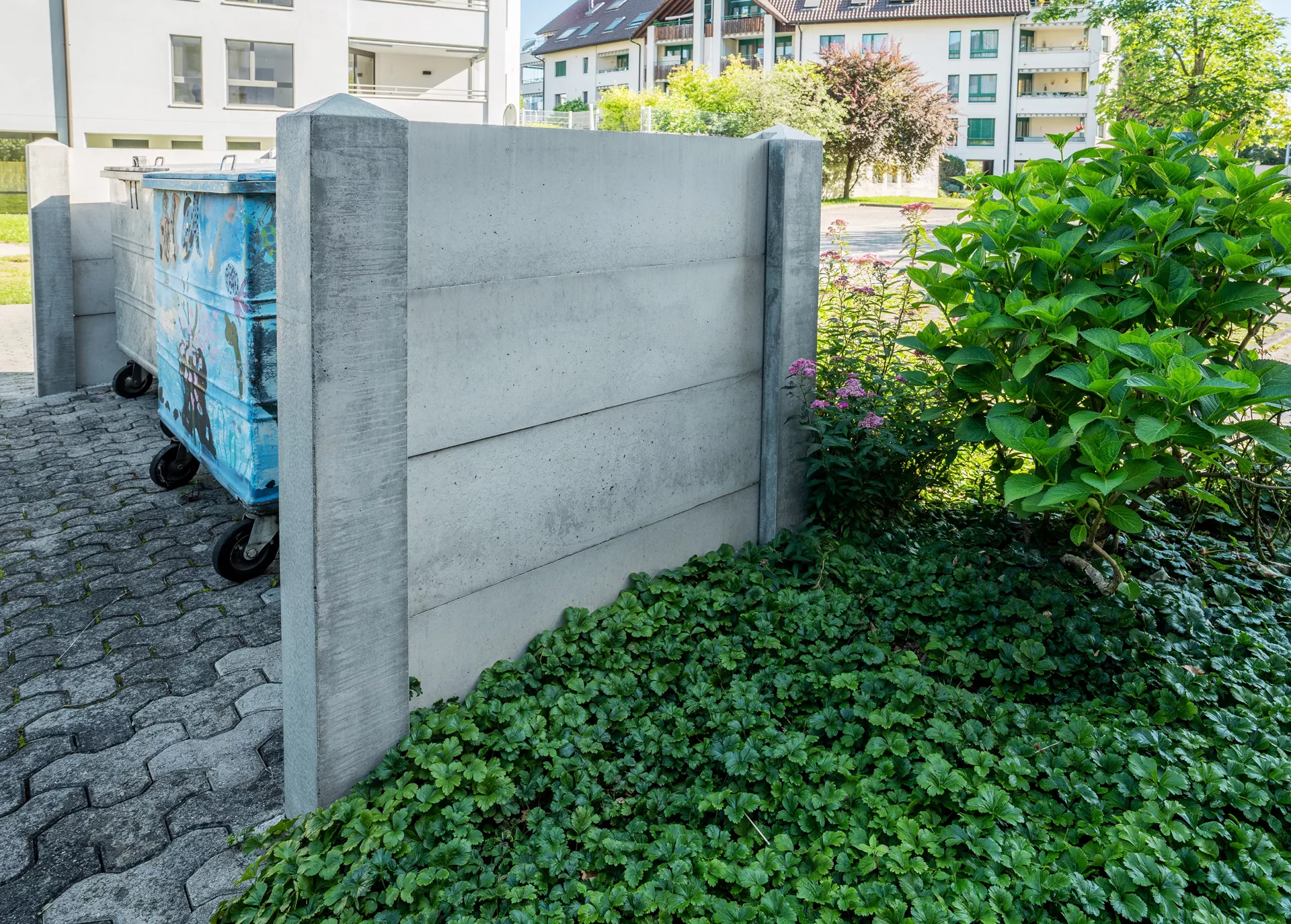 Pfosten für Betonbrett Typ B Endpfosten 1 Nut grau glatt vollkantig L 15 cm B 15 cm H 210 cm