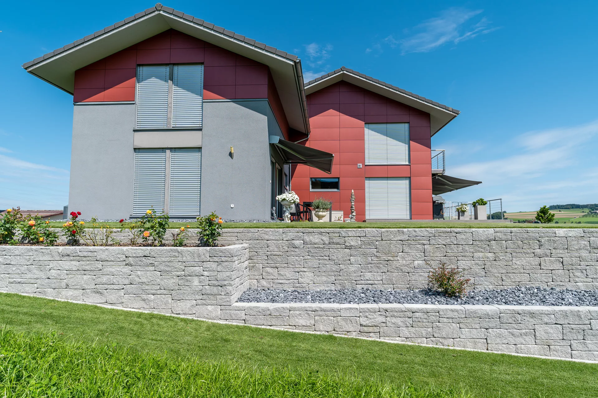 SANTURO Landhausmauer Typ 2 2-seitig gespalten grau Kanten gebrochen L 30-50 cm B 25 cm H 15 cm