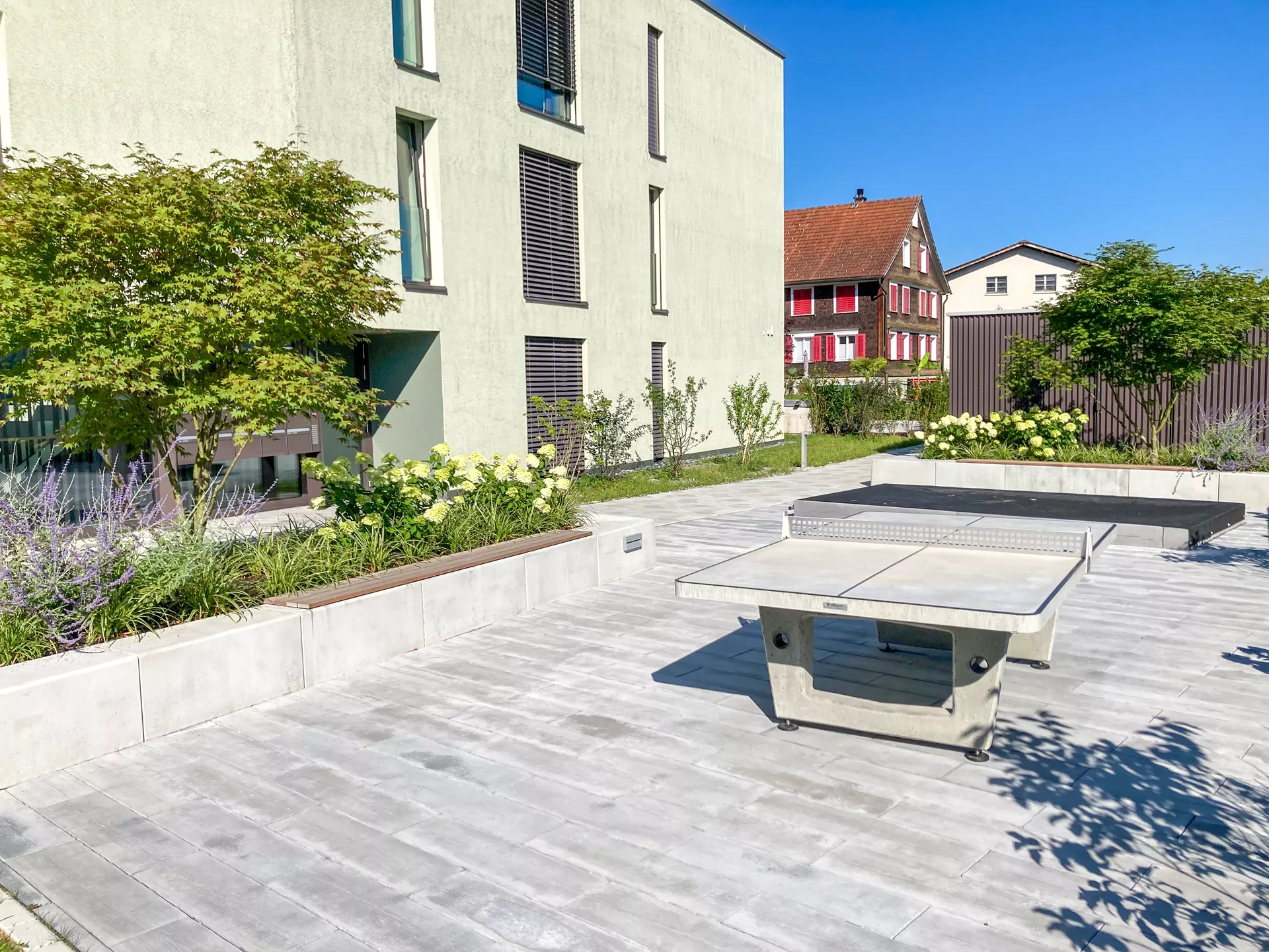 LENIA Gartenplatte mit Holzstruktur Normalplatte naturgrau strukturiert gerundet L 88-89 cm B 24.5-25.5 cm H 5 cm