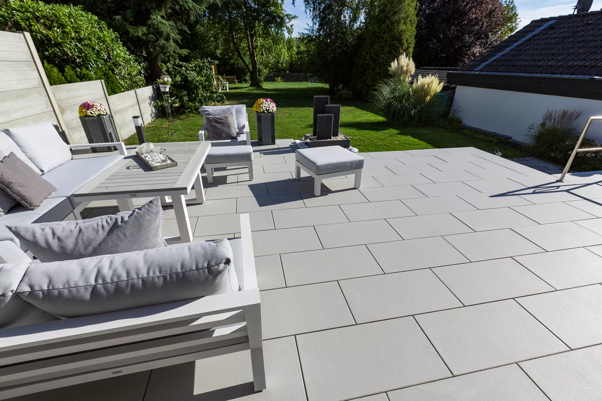 ALENA PLUS Gartenplatte lichtgrau gestrahlt gefast versiegelt L 80 cm B 40 cm H 4 cm