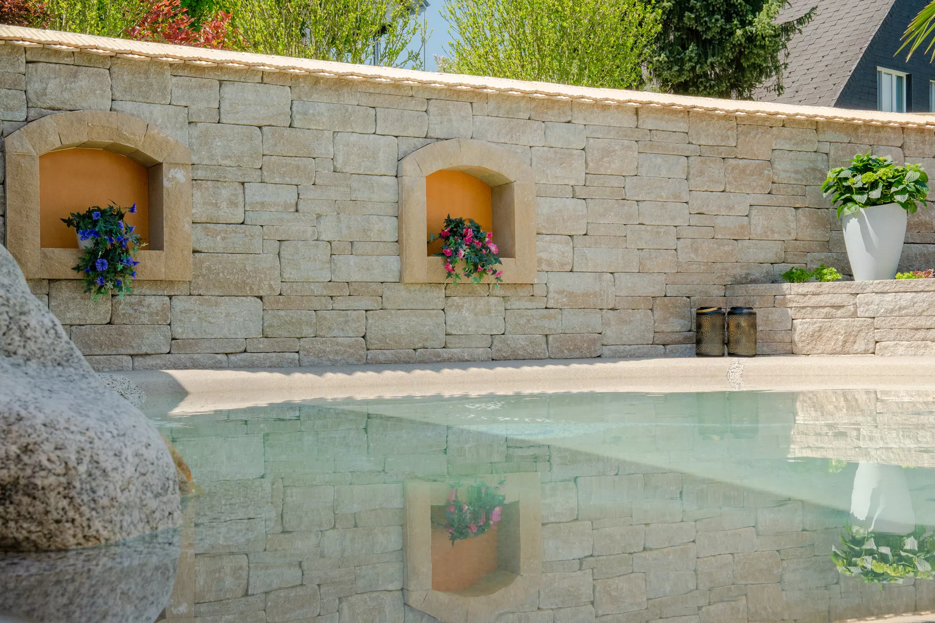 SANTURO Landhausmauer Typ 2 2-seitig gespalten jurakalk Kanten gebrochen L 30-50 cm B 25 cm H 15 cm