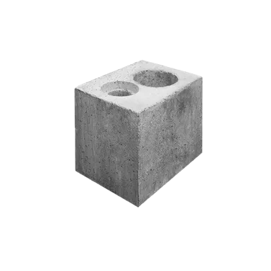 Zwillings-Pfostensockel rechteckig mit Aussparung für Hauptstrassen d1 14 cm und d2 7.5 cm L 35 cm B 25 cm H 30 cm