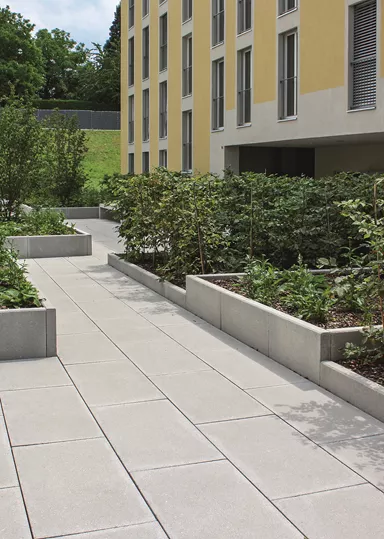 FINALGO Vakuum-Stellplatte grau gestrahlt beidseitig gefast L 100 cm B 8 cm H 50 cm