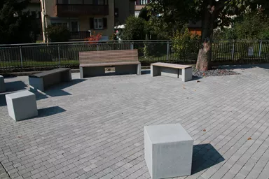 KUBUS Sitzelement heavy grau glatt gefast L 45 cm B 45 cm H 45 cm