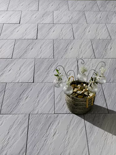 NATURE MOMENTS Gartenplatte hellgrau mit Schieferstruktur vollkantig L 60 cm B 60 cm H 5.5 cm