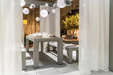 INTERMEZZO Tisch light grau glatt vollkantig bewehrt L 220 cm B 80 cm H 75 cm