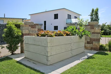 Hochbeet mit Holzstruktur Typ 2 naturgrau strukturiert leicht gefast bewehrt L 234 cm B 120 cm H 75 cm W 6 cm