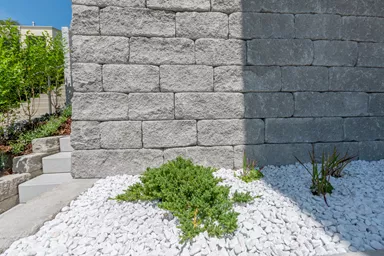 SANTURO Mini Landhausmauer 2-seitig gespalten grau L 30-50 cm B 15 cm H 15 cm