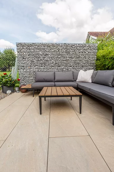 Feinsteinzeug Gehwegplatte Pietra di Barge beige strukturiert vollkantig L 90 cm B 45 cm H 2 cm