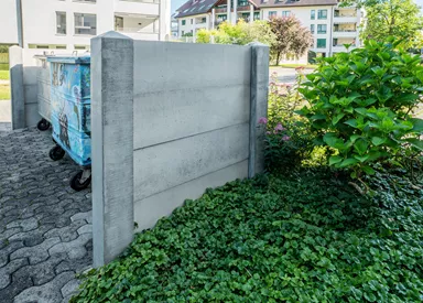 Pfosten für Betonbrett Typ B Endpfosten 1 Nut grau glatt vollkantig L 15 cm B 15 cm H 210 cm