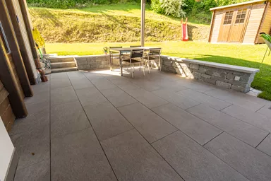 Feinsteinzeug Gehwegplatte Pietra di Combe braun strukturiert vollkantig L 90 cm B 45 cm H 2 cm