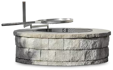 SANTURO Feuerstelle Set aus Weinbergmauerst. 1-s. gesp. Kanten gebrochen B 25 cm grau 3-lagig D 125 cm H 45 cm