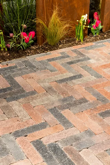 RIEMO Pflasterstein Herbstlaub (rot-grau) Kanten gebrochen L 22 cm B 6 cm H 8 cm