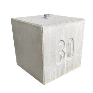 WILD Absperrsockel mit eingegossener Zahl grau glatt gefast L 70 cm B 70 cm H 70 cm