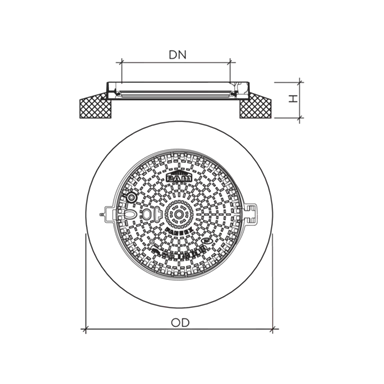 PAMREX Gussdeckel mit Betonrahmen