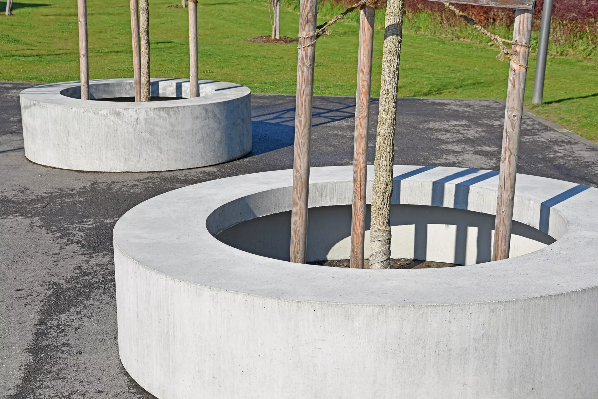 ARBOSO Sitzbankelement rund grau glatt vollkantig ohne Boden D 224 cm H 60 cm