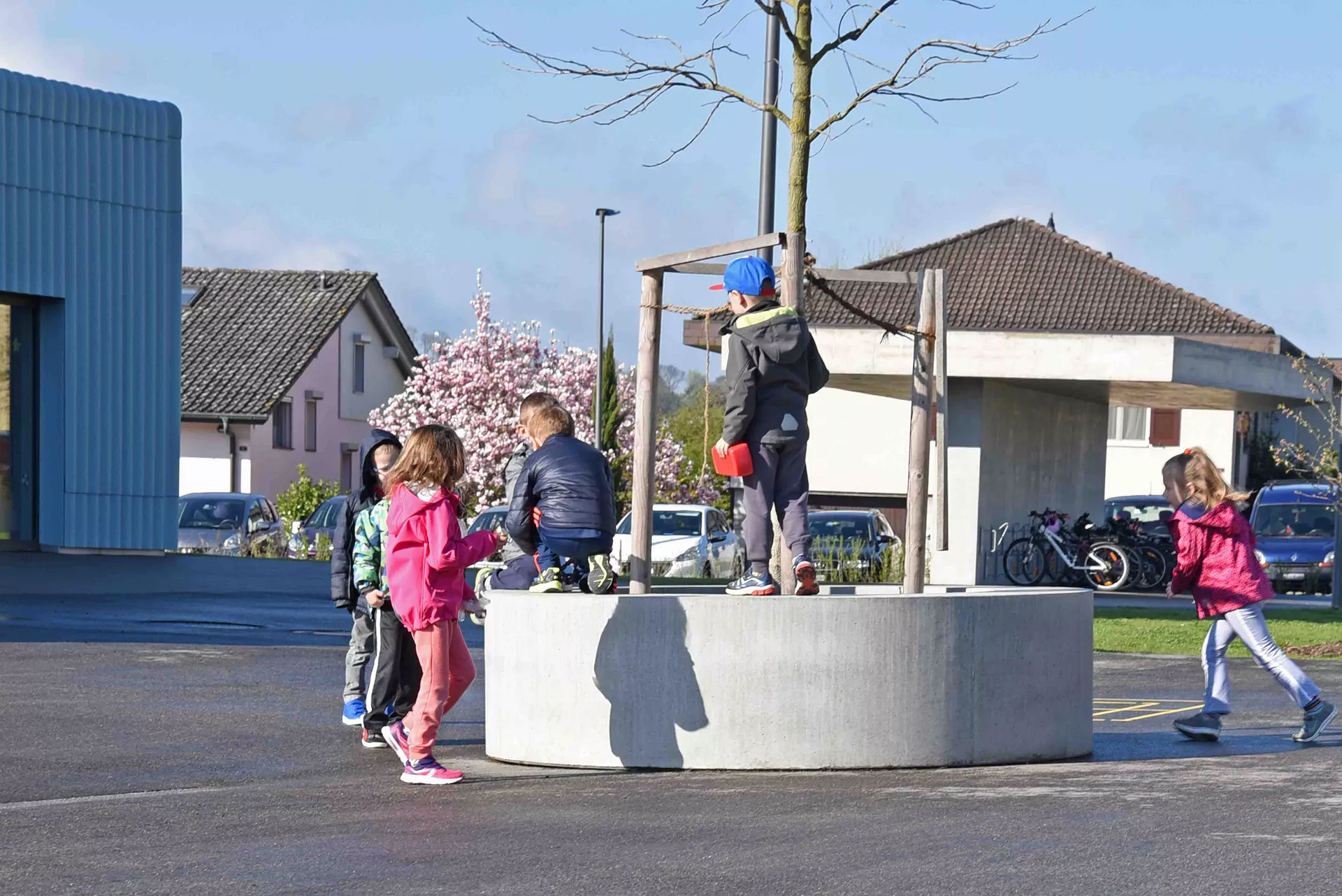 ARBOSO Sitzbankelement rund grau glatt vollkantig ohne Boden D 224 cm H 60 cm