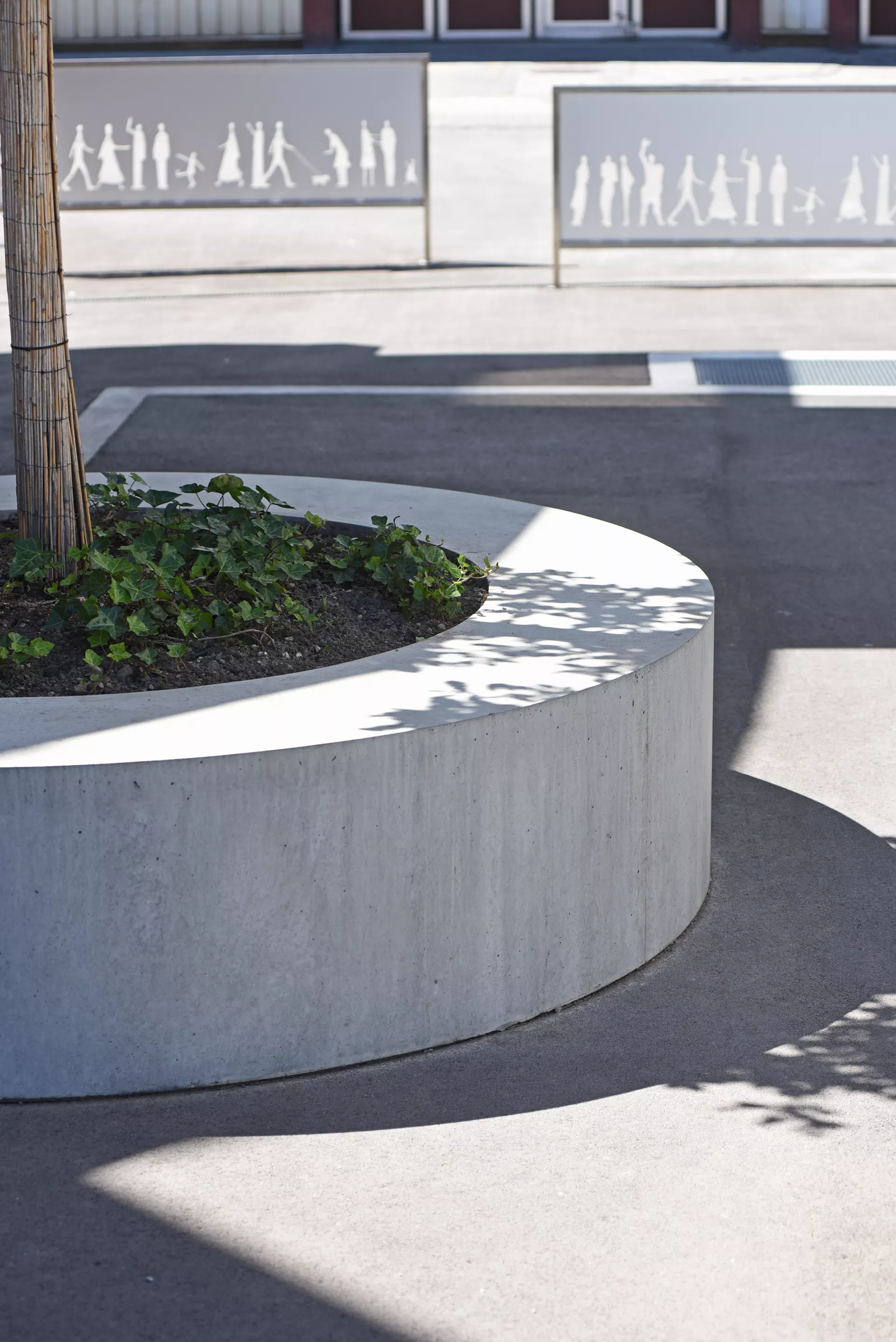 ARBOSO Sitzbankelement rund grau glatt vollkantig ohne Boden D 224 cm H 60 cm