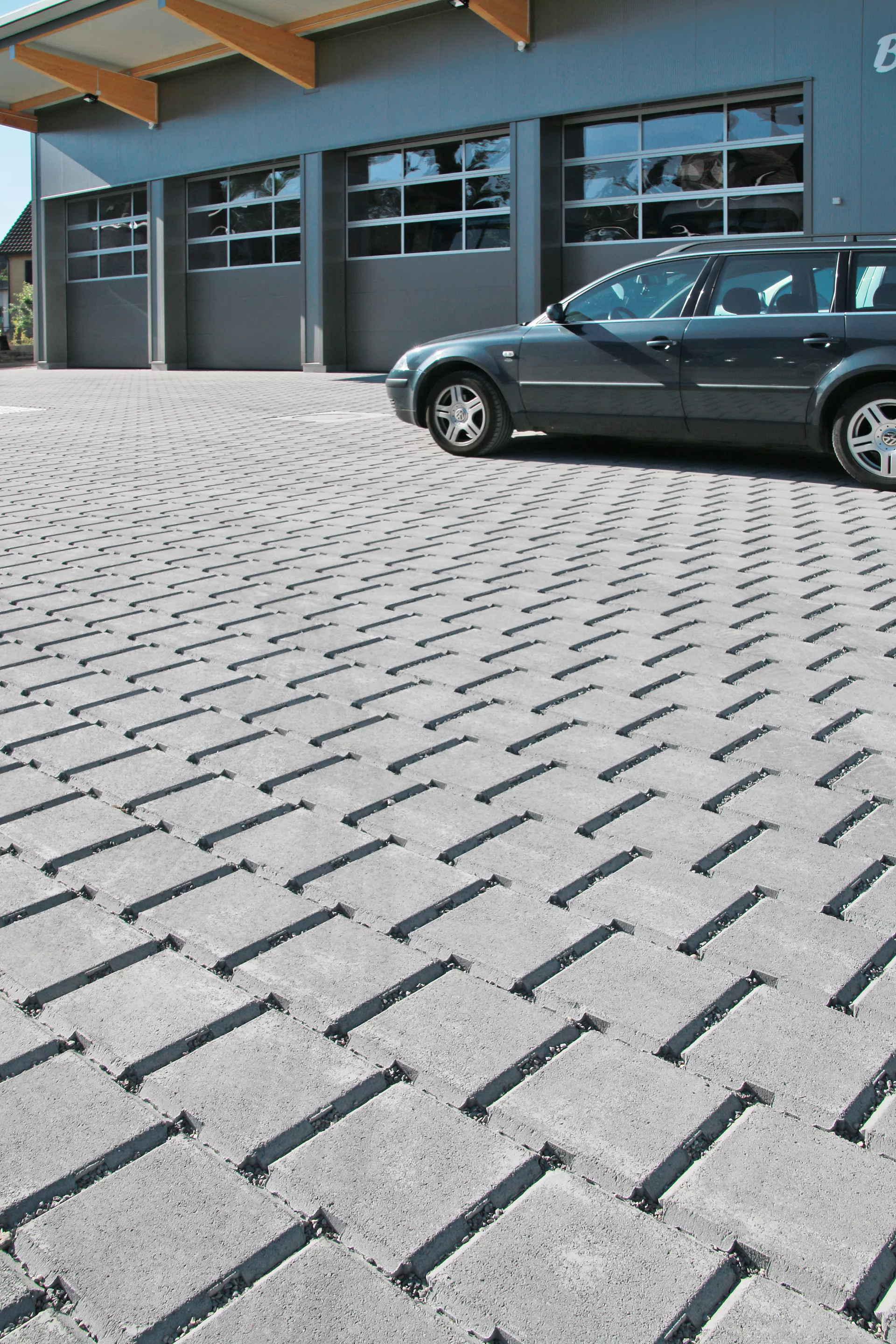 VS 5 Schwerlast Ökostein mit Verschiebesicherung englisch pal. grau glatt gefast L 22.5 cm B 22.5 cm H 10.8 cm