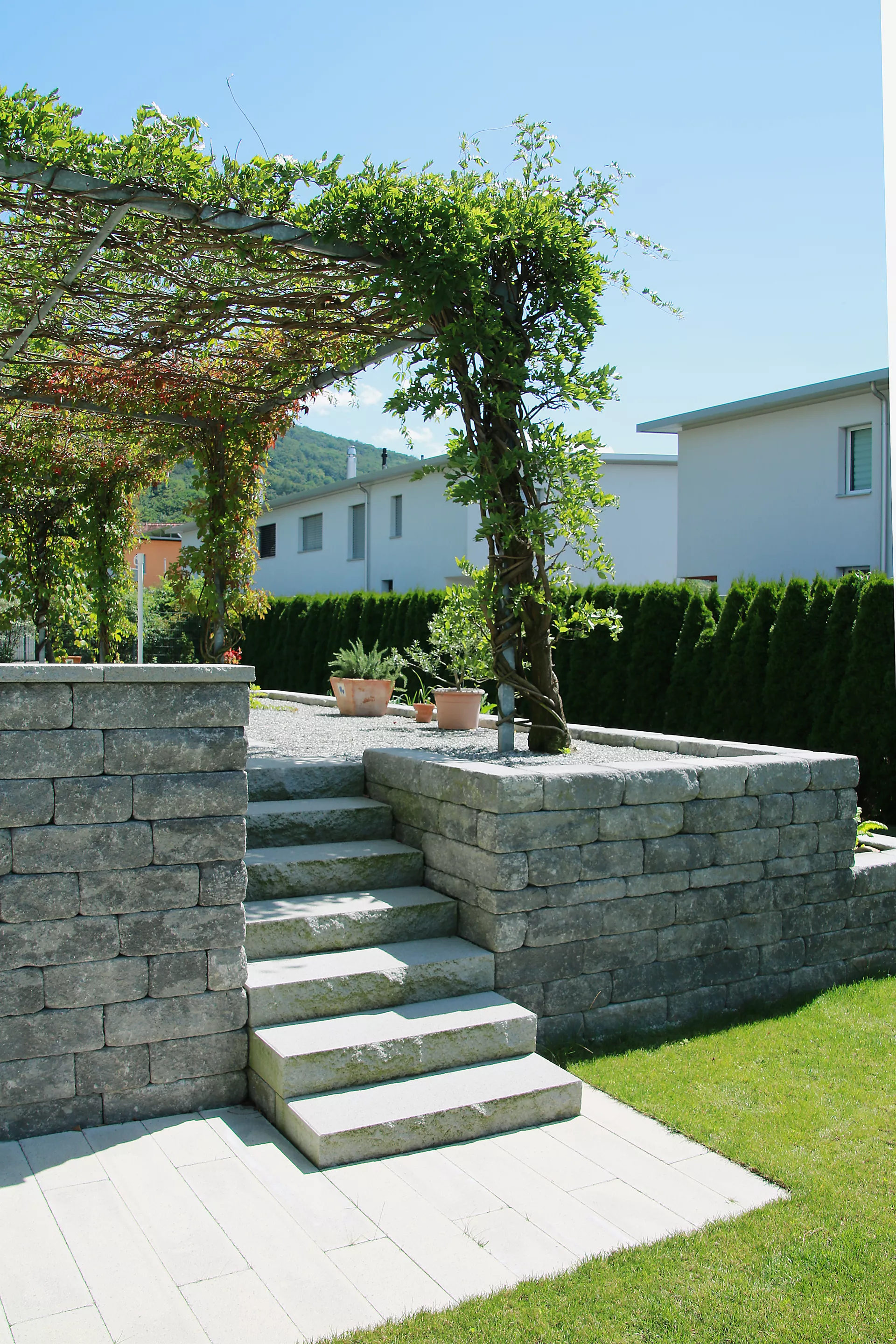 SANTURO Blockstufe voll grau gestrahlt gefast L 100 cm B 36 cm H 15 cm