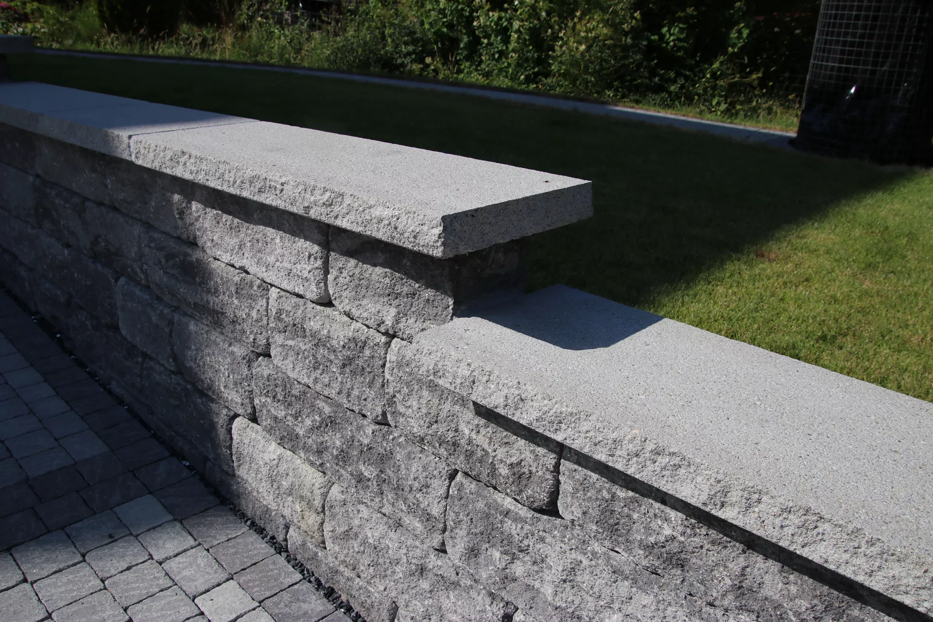 SANTURO Mauerabdeckplatte Normalplatte 2-seitig gespalten Typ 10 grau gestrahlt L 100 cm B 33 cm H 5 cm