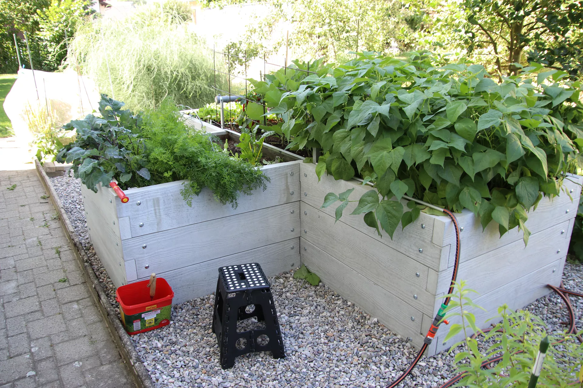 Hochbeet mit Holzstruktur Typ 2 naturgrau strukturiert leicht gefast bewehrt L 234 cm B 120 cm H 75 cm W 6 cm