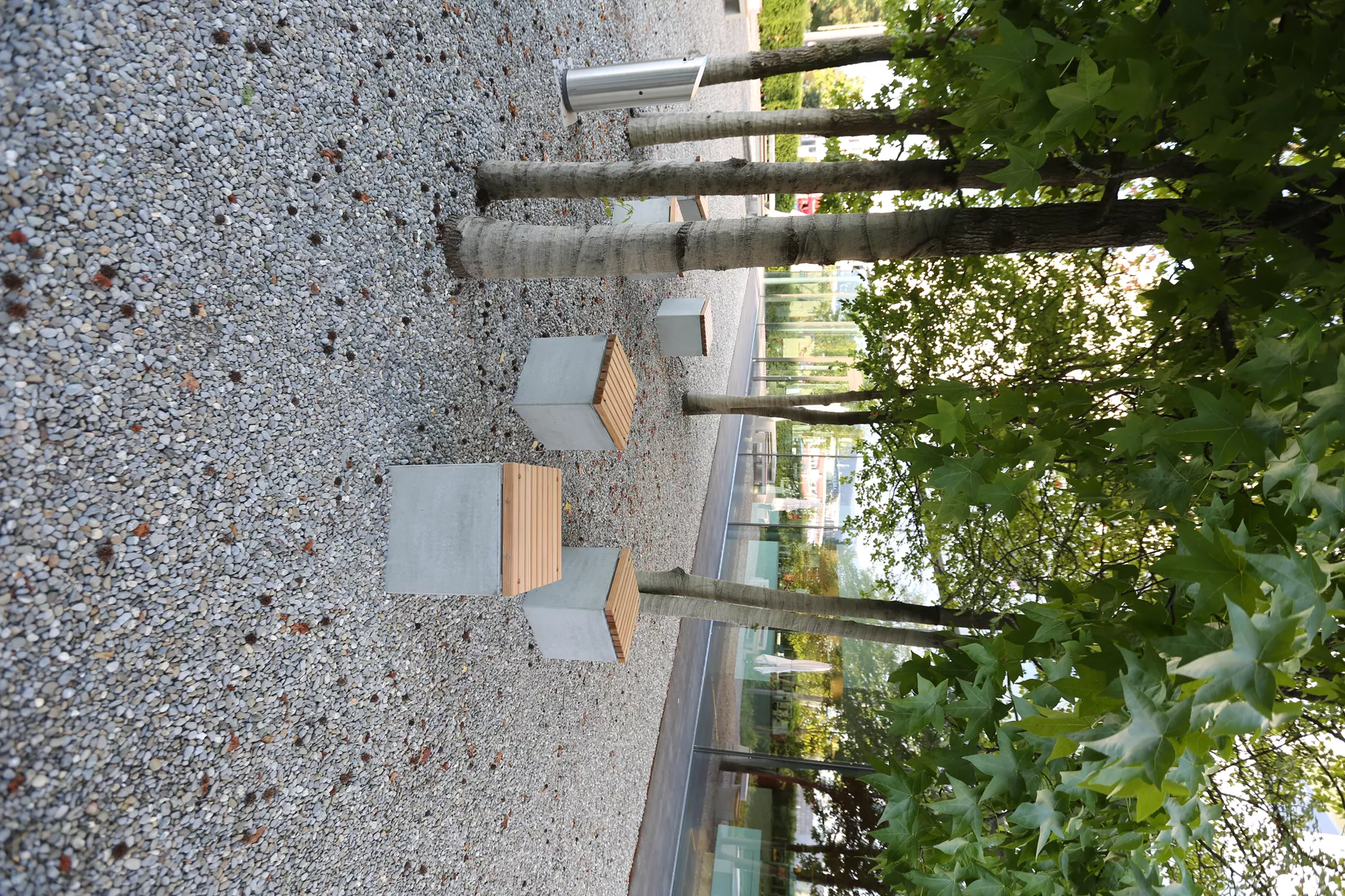 KUBUS Sitzelement mit Holzrost heavy grau glatt gefast L 45 cm B 45 cm H 50 cm