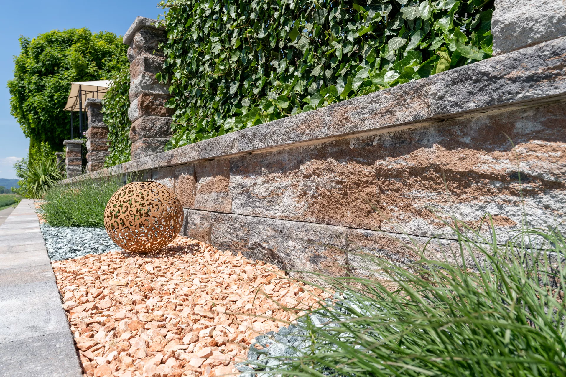 SANTURO Spaltstein-Landhausmauer Typ 4 2-seitig gespalten muschelkalk L 30-50 cm B 25 cm H 7.5 cm