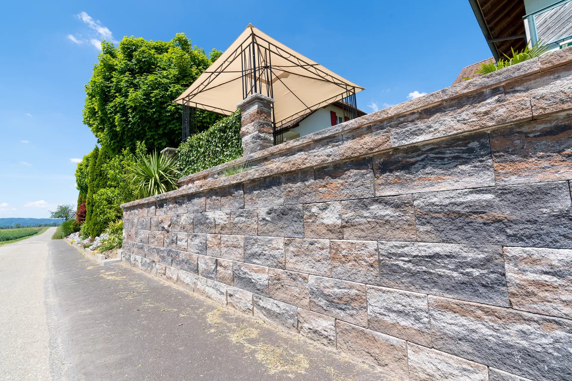 SANTURO Spaltstein-Landhausmauer Typ 4 2-seitig gespalten muschelkalk L 30-50 cm B 25 cm H 7.5 cm