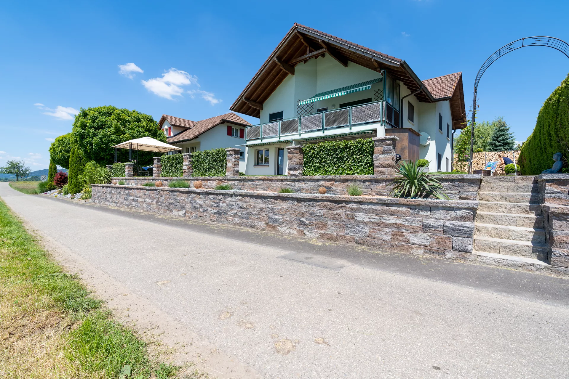 SANTURO Spaltstein-Landhausmauer Typ 4 2-seitig gespalten muschelkalk L 30-50 cm B 25 cm H 7.5 cm