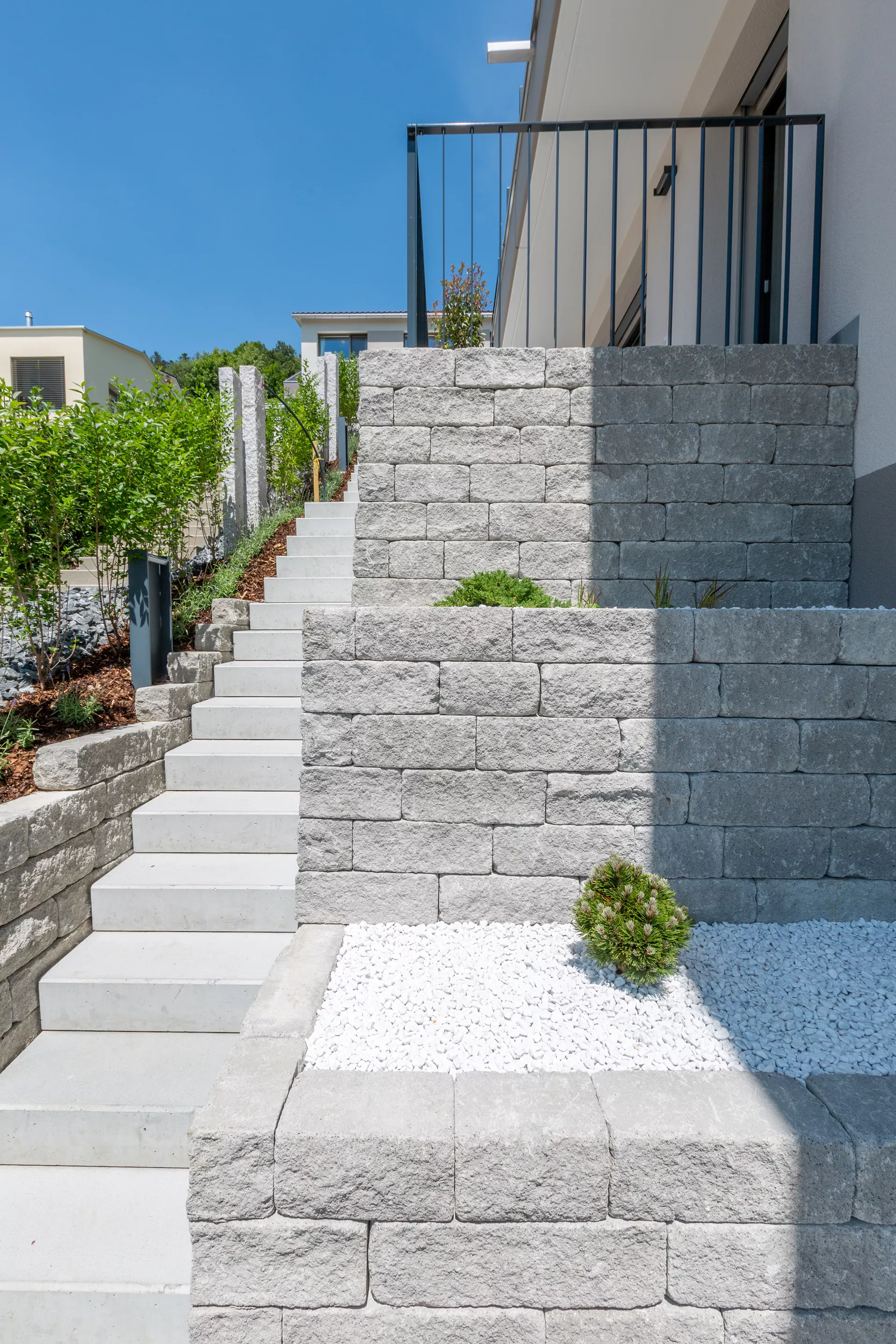 SANTURO Mini Landhausmauer 2-seitig gespalten grau L 30-50 cm B 15 cm H 15 cm