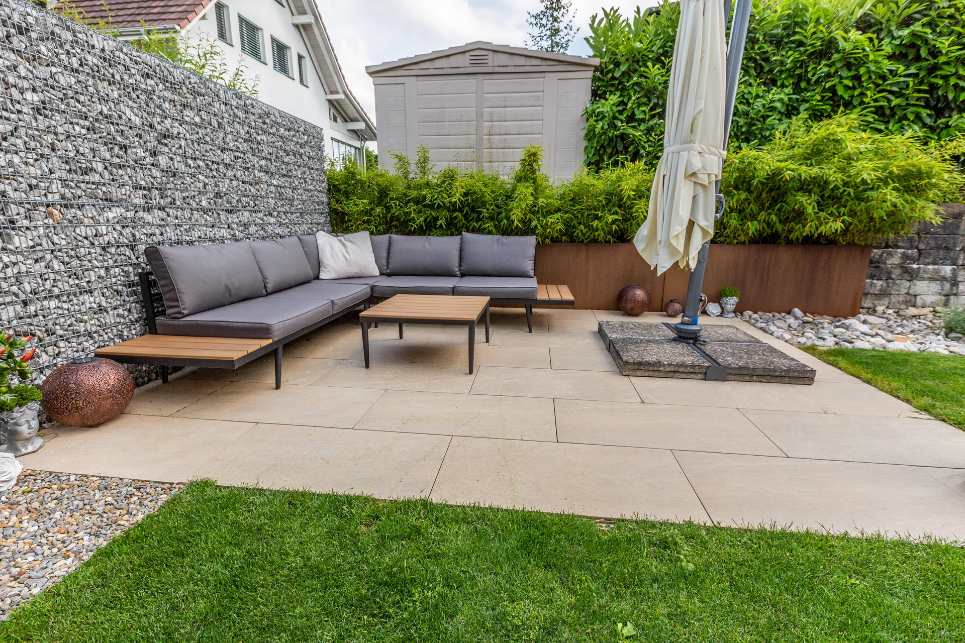 Feinsteinzeug Gehwegplatte Pietra di Barge beige strukturiert vollkantig L 90 cm B 45 cm H 2 cm