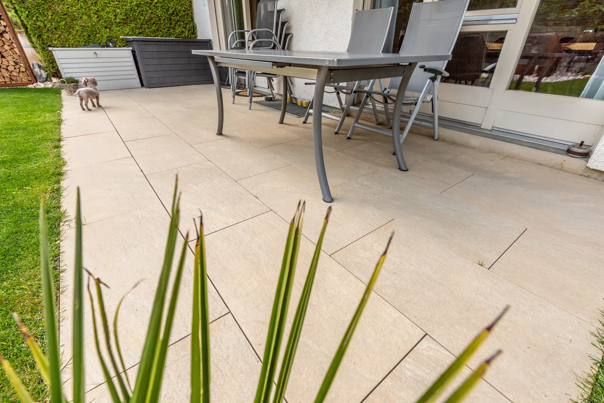 Feinsteinzeug Gehwegplatte Pietra di Barge beige strukturiert vollkantig L 90 cm B 45 cm H 2 cm