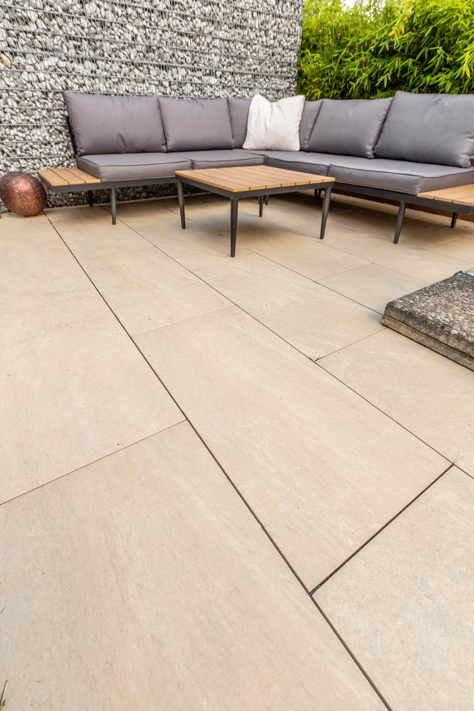 Feinsteinzeug Gehwegplatte Pietra di Barge beige strukturiert vollkantig L 90 cm B 45 cm H 2 cm