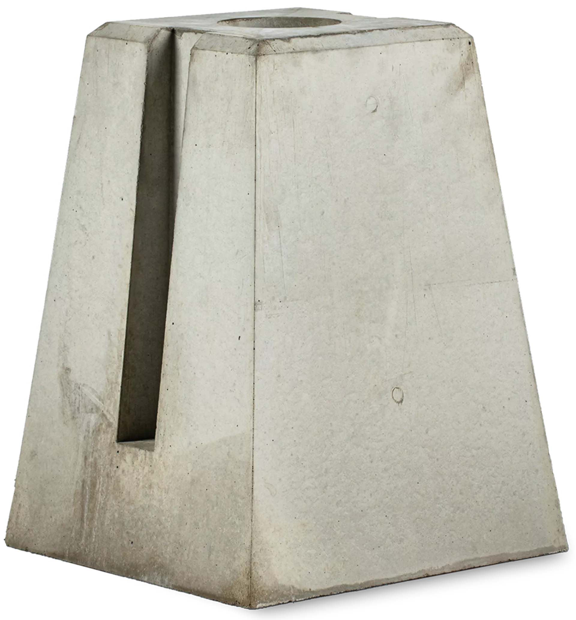 Betonsockel Typ C Zwischensockel mit Loch 2 Nuten grau glatt L 30 cm B 30 cm H 40 cm