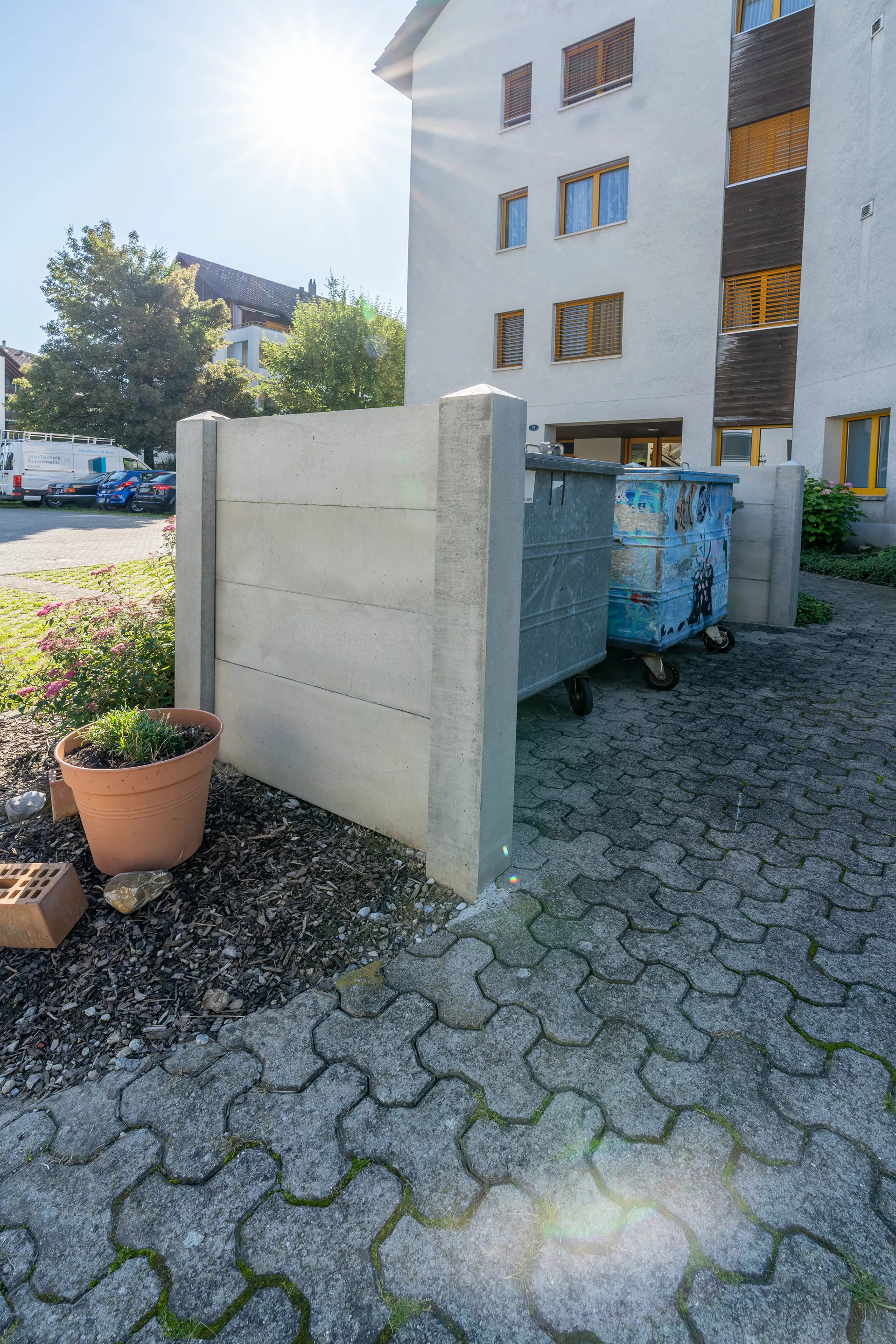 Pfosten für Betonbrett Typ B Endpfosten 1 Nut grau glatt vollkantig L 15 cm B 15 cm H 210 cm