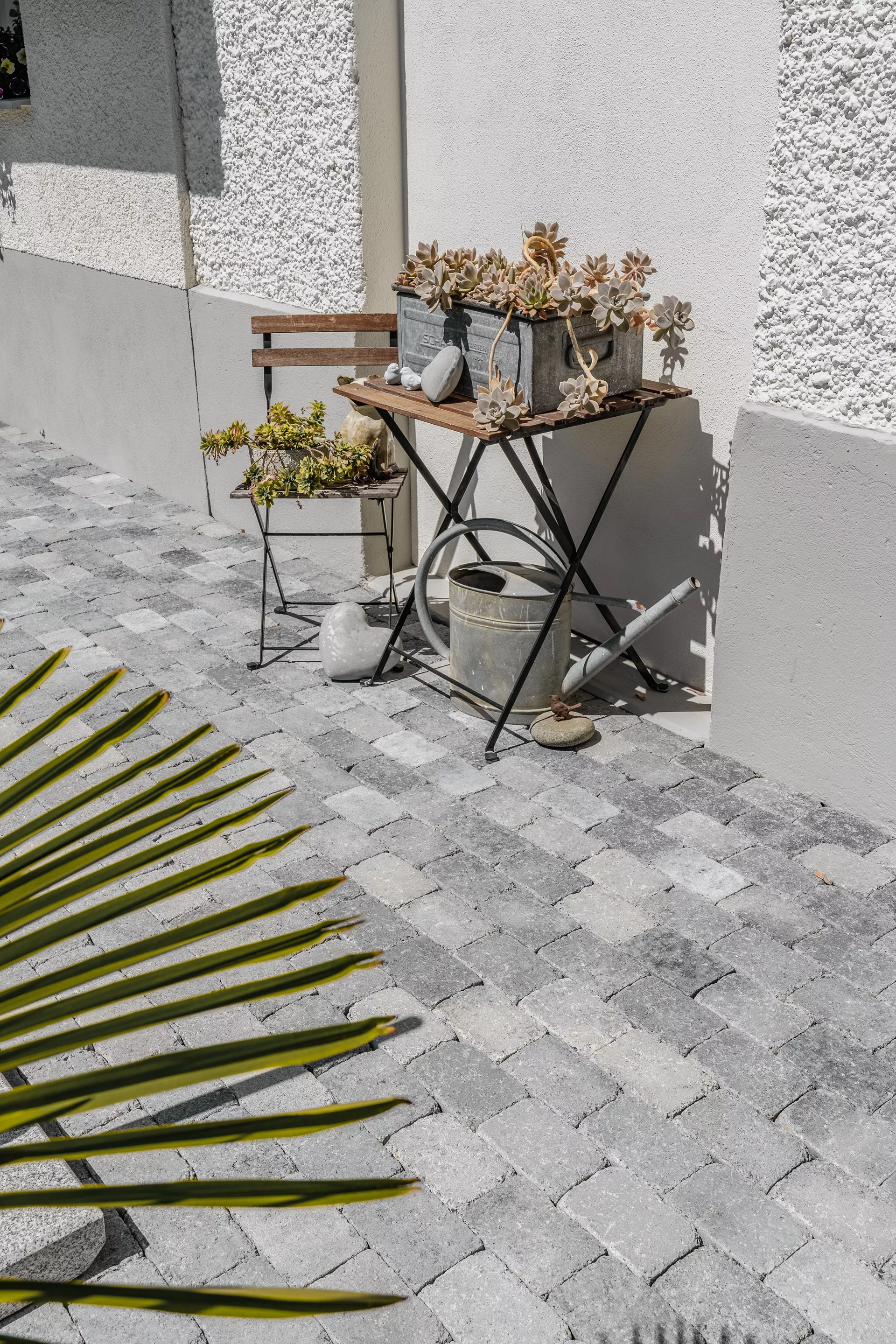 TEGULA Pflasterstein schwarz-weiss schattiert glatt Kanten gebrochen L 11 cm B 8 cm H 6 cm