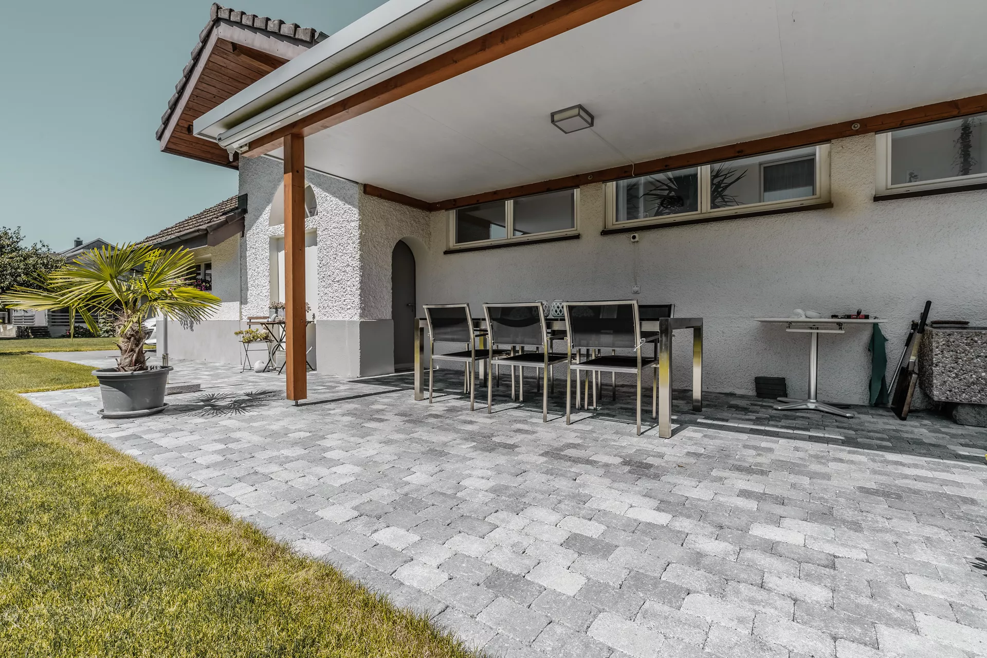 TEGULA Pflasterstein schwarz-weiss schattiert glatt Kanten gebrochen L 11 cm B 8 cm H 6 cm