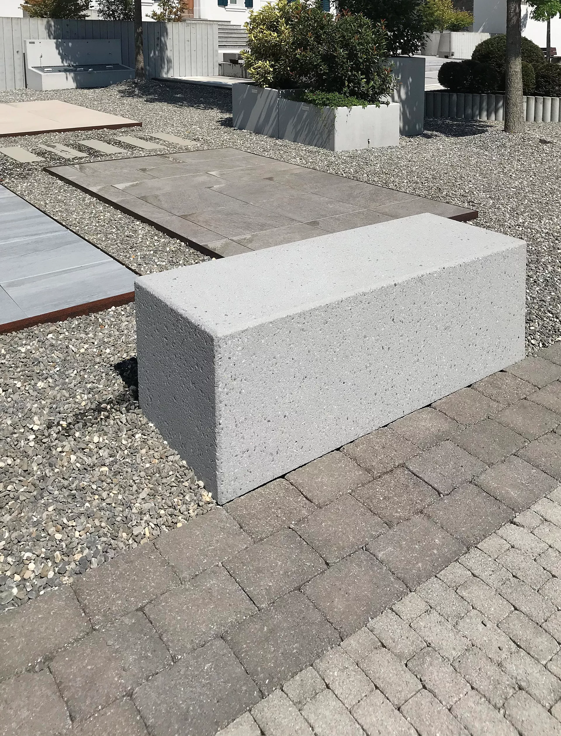 PARCO Sitzbank rechteckig grau gestrahlt gefast L 120 cm B 50 cm H 50 cm W 5 cm