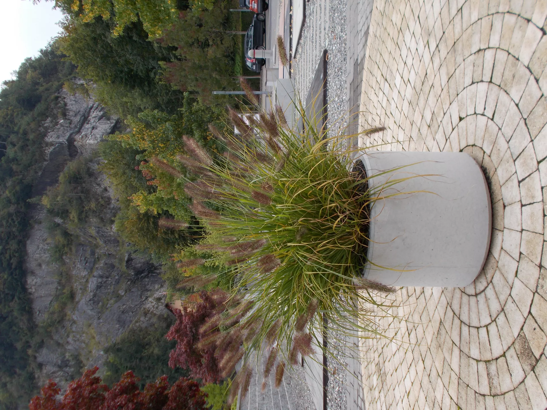 PARCO Pflanzentrog rund grau glatt OD 50 cm H 40 cm W 4 cm R 25 cm