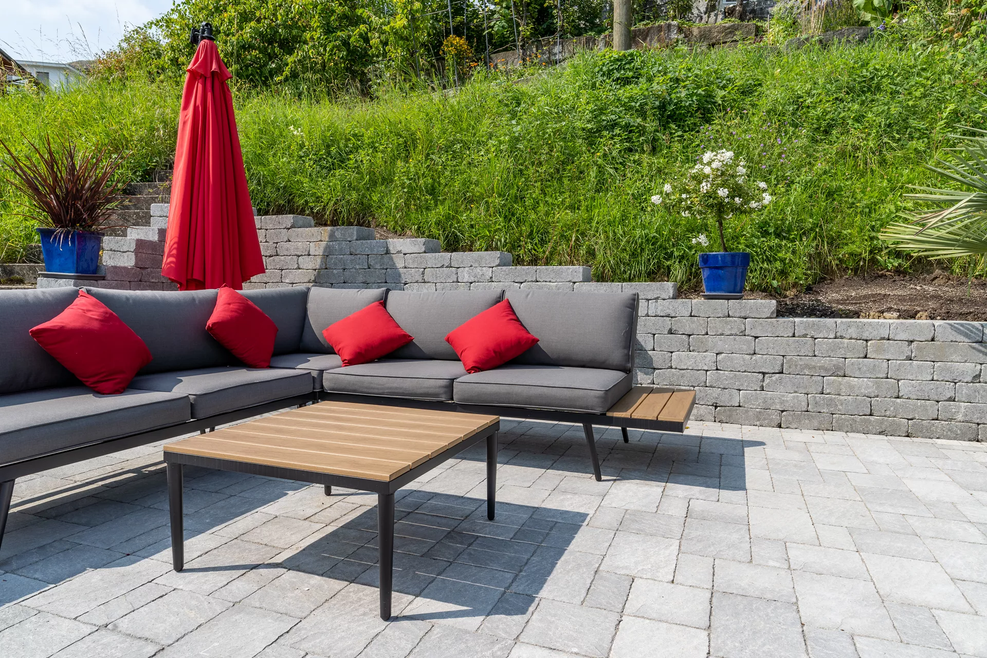 FRIEDA FORMATO Pflasterstein perlgrau strukturiert Kanten gebr. L 10, 20, 30 cm B 20 cm H 7 cm