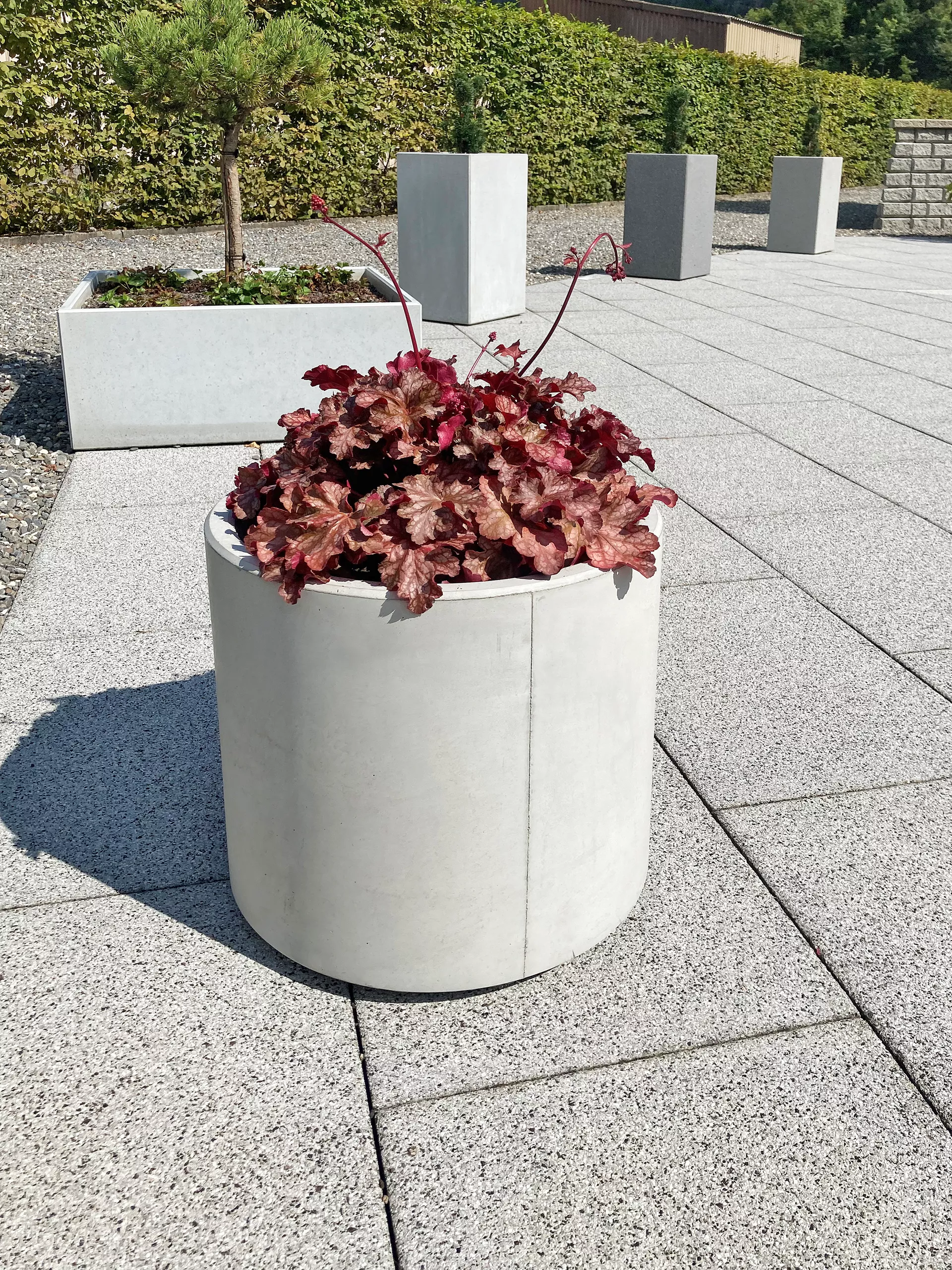 PARCO Pflanzentrog rund grau glatt OD 50 cm H 40 cm W 4 cm R 25 cm