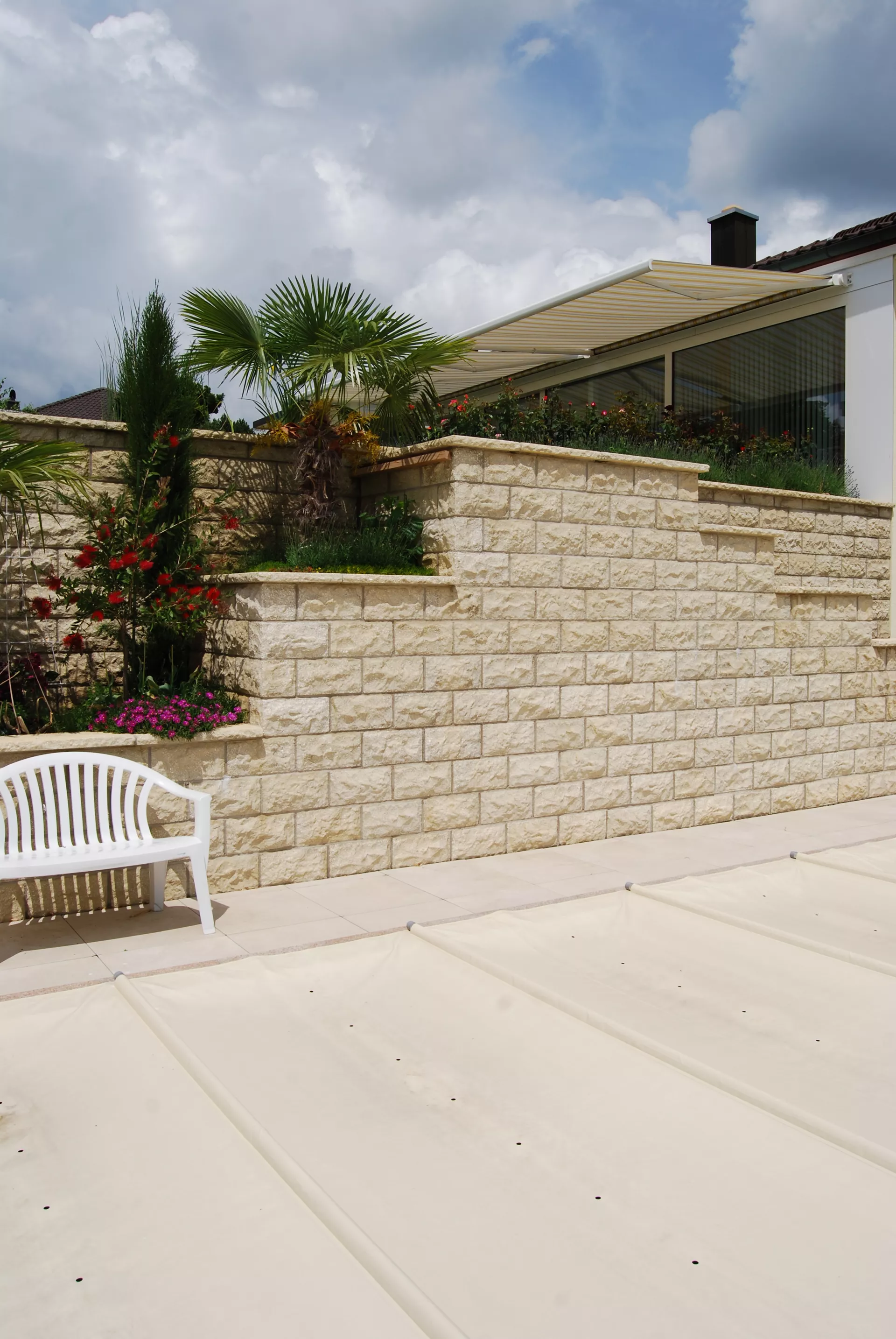 PROFILO Mauerstein Typ 01 Normalstein juragelb gestrahlt 1-seitig strukturiert L 40 cm B 20 cm H 20 cm