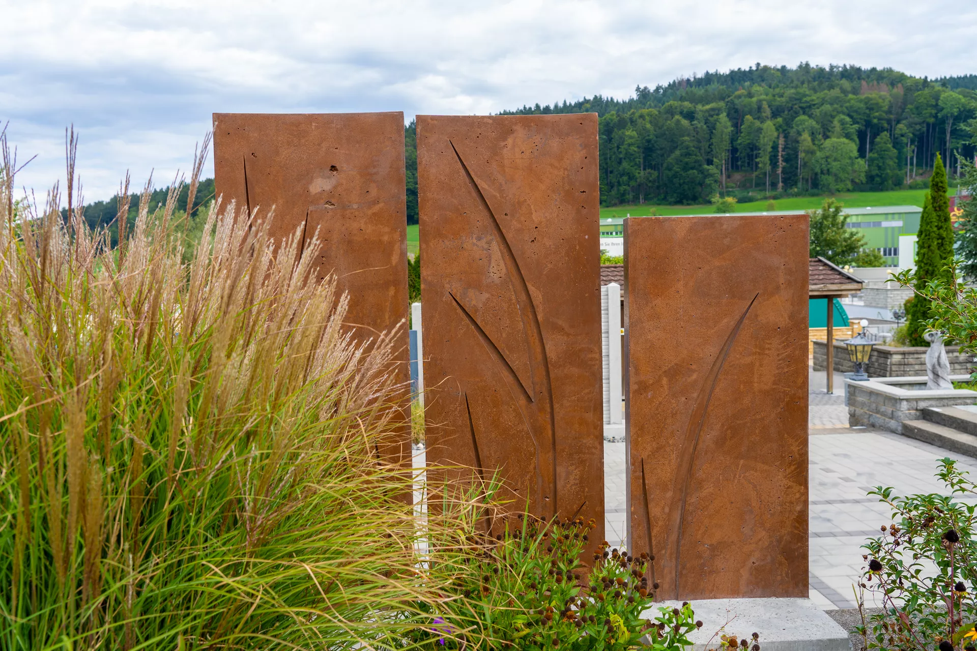 FERRO CONCRETE Betonstele bewehrt mit Motiv 1 Rost glatt vollkantig L 50 cm B 6 cm H 150 cm