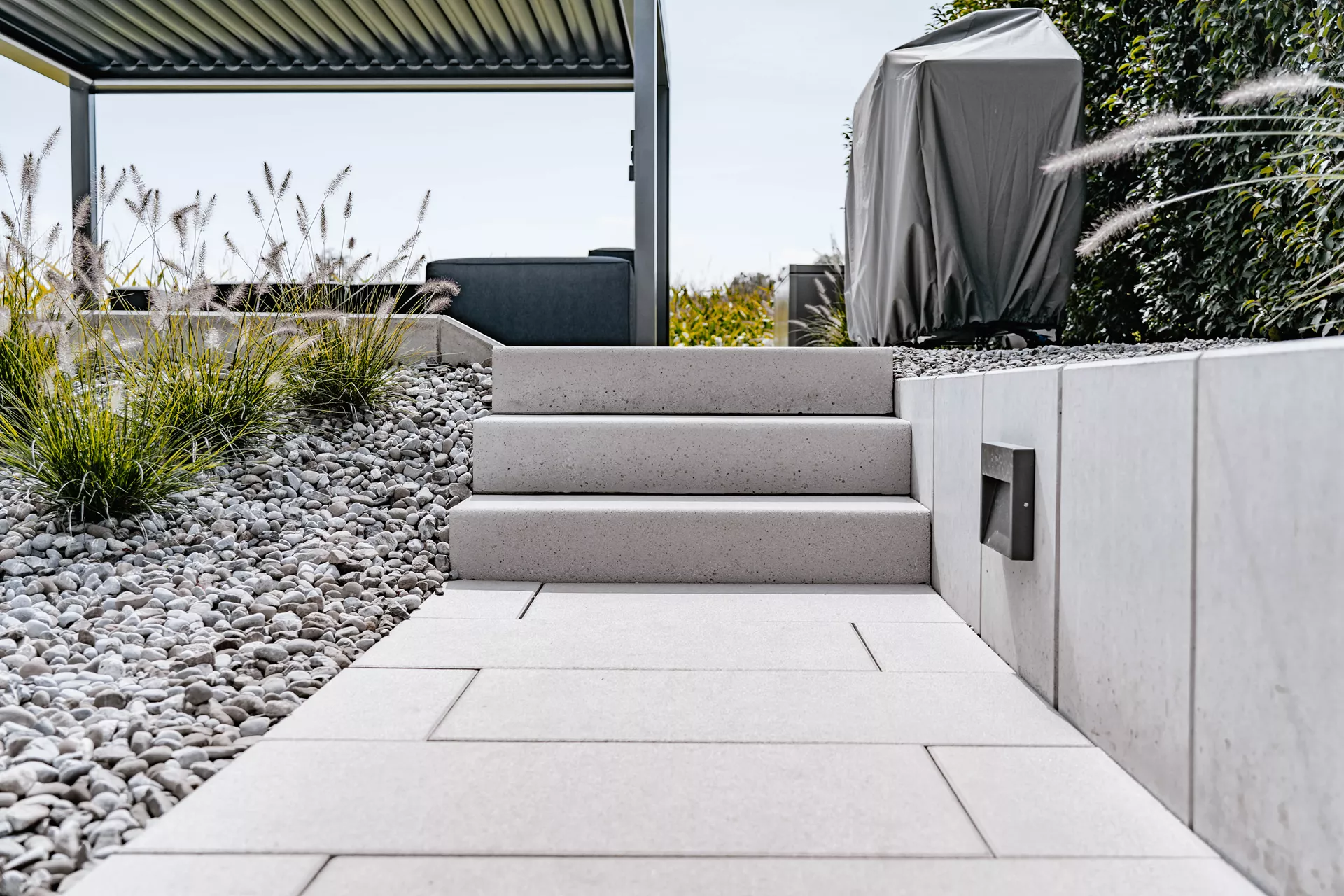 PARADISO Blockstufe argento gestrahlt gefast L 100 cm B 40 cm H 17 cm