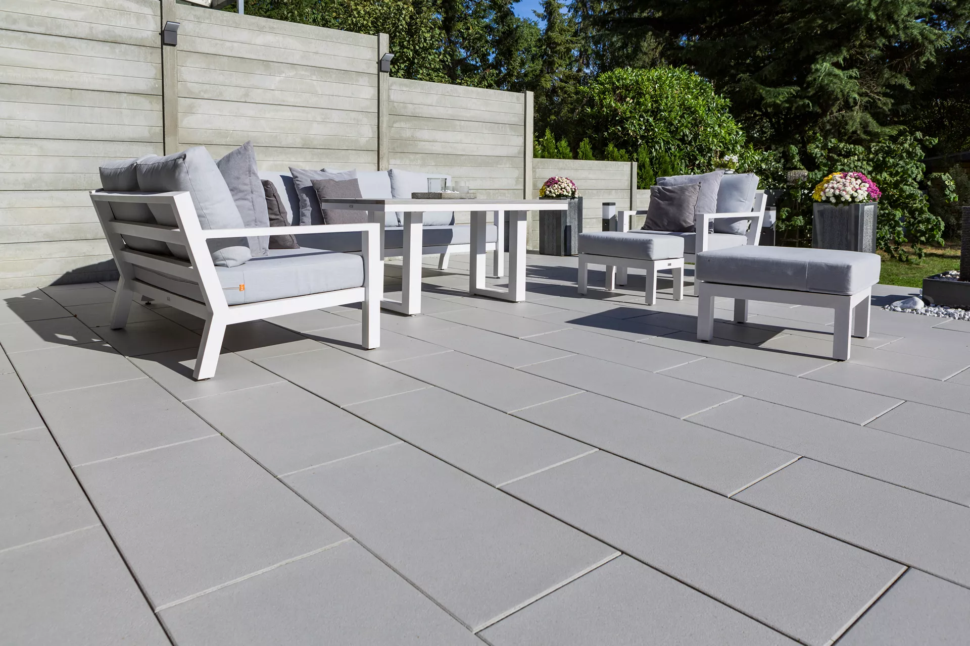 ALENA PLUS Gartenplatte lichtgrau gestrahlt gefast versiegelt L 80 cm B 40 cm H 4 cm