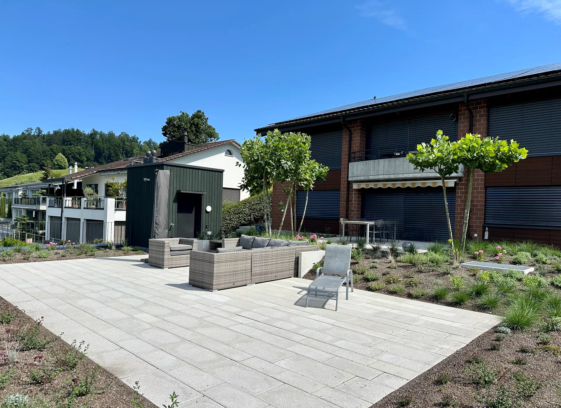 FINALGO Vakuum Gehwegplatte grau gestrahlt gefast L 80 cm B 40 cm H 4 cm