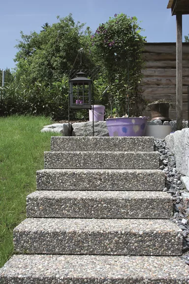 CASTELLO Blockstufe Sarina grau gewaschen stirnseitig gefast mit Rundkorn 6 - 12 mm L 100 cm B 40 cm H 15 cm