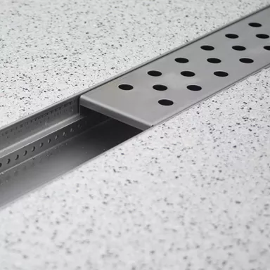 TERRAZZA Lochrost d 12 mm DN 125 begehbar CrNi-Stahl 1.5 mm L 2000 mm B 122 mm H 20 mm