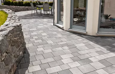 TOLEDO SKY Pflasterstein grau-anthrazit geschliffen vollkantig L 19.5-32.5 cm H 8 cm